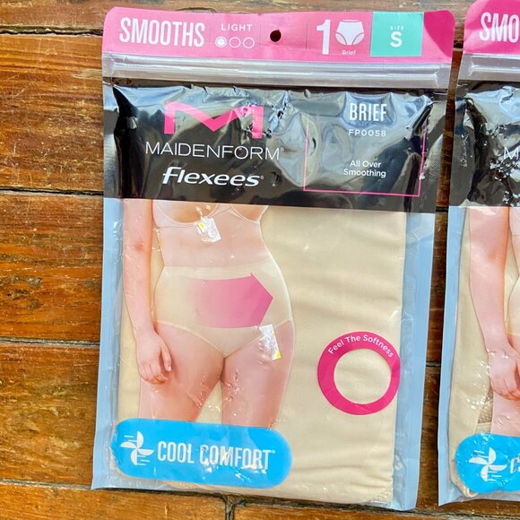 2 Pairs NWT Maidenform FLEXEES Shapewear Briefs Cool Comfort Light Small NEW - Picture 2 of 6
